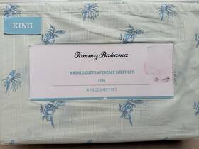 Tommy Bahama 199165055380 King Sheet Set Blue Inch Macaw Forest 100% 4pc Washed Cotton Tommy Bahama 199165055380 King Sheet Set Blue Inch Macaw Forest 100% 4pc Washed Cotton