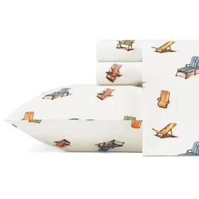 Tommy Bahama 313102717753 Beach Chairs 4-piece Multi-colored Graphic Cotton Queen Sheet Set
