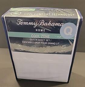 Tommy Bahama 883893635692 Home 100% Cotton Queen Sheet Set Cool Zone White New