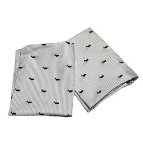Tommy Bahama 883893879690 2 Standard Size Pillowcases Ticking Striped Blue Whales