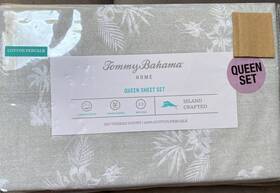 Tommy Bahama 883893891630 Queen Sheet Set La Isla Palm Trees Tropical Leaves