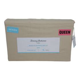 Tommy Bahama 883893917323 Home King Washed Sheet Set Cotton Percale Island Crafted Beige