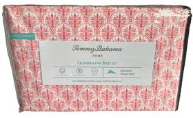Tommy Bahama 883893932678 Coastal Batik Coral Cal King 4pc Sheet Set 100% Cotton Percale