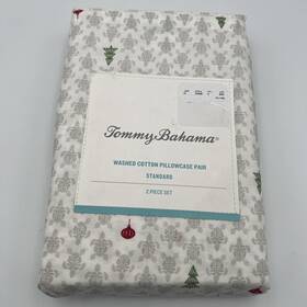A0007349 Tommy Bahama Turtle Tree Washed Cotton Standard Pillowcase 2-piece Set 21 Inch X32