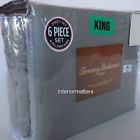 Tommy Bahama Silver Grey 6pc King Sheet Set 100 Cotton Sateen 300 Tc Gray New 883893383296