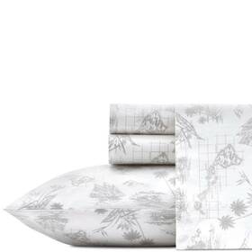 Ushsa01093273 Tommy Bahama Vintage Map 4-piece Light Gray Cotton King Sheet Set