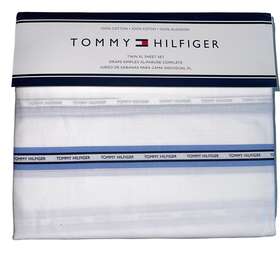 Tommy Hilfiger 046249682683 Stripe White Blue Twin Xl Cotton Sheet Set Spell Out Dorm New