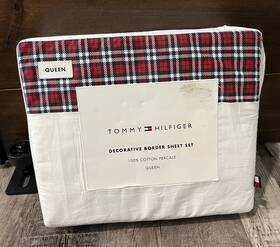 Tommy Hilfiger 199165057803 Queen White Red Navy Plaid Decorative Border Sheet Set New Tommy Hilfiger 199165057803 Queen White Red Navy Plaid Decorative Border Sheet Set New