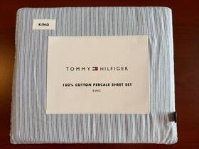 Tommy Hilfiger 199165067376 Highland Ticking Stripe Green 100% Cotton King Sheet Set 4pc Tommy Hilfiger 199165067376 Highland Ticking Stripe Green 100% Cotton King Sheet Set 4pc