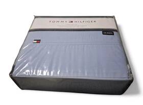 Tommy Hilfiger 766195315113 Queen 100% Cotton Solid Light Blue Sheet Set 4 Piece Th Signature