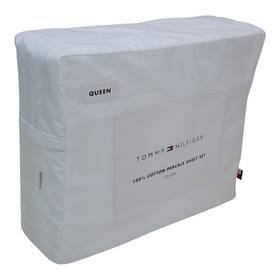 Tommy Hilfiger 883893975156 Queen 100% Cotton Percale Sheet Set White Tommy Hilfiger 883893975156 Queen 100% Cotton Percale Sheet Set White