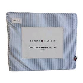 Tommy Hilfiger 883893975637 Home Queen Sheet Set Ithaca Bicolor Stripe 100% Cotton New