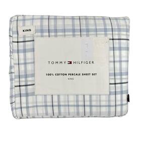 Tommy Hilfiger 883893979987 4 Pc King Sheet Set Newton Plaid Blue White 100% Cotton Percale Tommy Hilfiger 883893979987 4 Pc King Sheet Set Newton Plaid Blue White 100% Cotton Percale