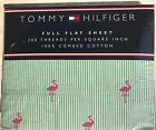Tommy Hilfiger Striped Flamingo Full Flat Bed Sheet New Green
