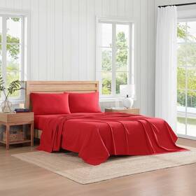 Ushsa01319869 Tommy Hilfiger Sheet Set Cotton Percale Bedding - Red Queen Size New With Tag