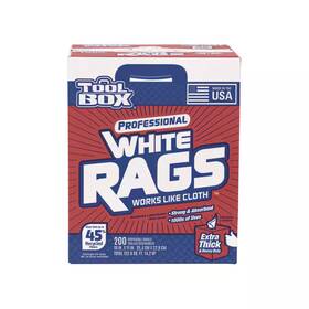 Toolbox 445016638657 Professional White Rags 200 Sheets 10 Inch W X 11 L Sheet Size Disposable Toolbox 445016638657 Professional White Rags 200 Sheets 10 Inch W X 11 L Sheet Size Disposable