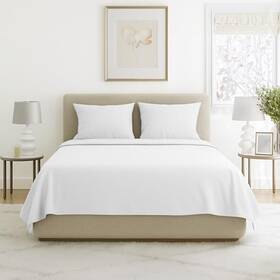 66-mf75s-k-wht Trademark Global Brushed Microfiber Sheet Set- 4 Piece Bed Linens-fitted And Flat King White