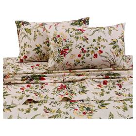 52557055 Tribeca Living Maui Deep Pocket Percale Sheet Set King White And Green 300 Thread