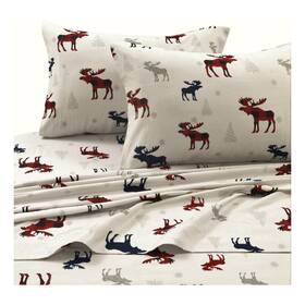 53118536 Tribeca Living Printed Cotton Flannel Extra Deep Pocket Sheet Set King Ivory -