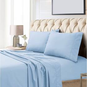 79768198 Tribeca Living King 800 Thread Count Extra Deep Pocket Sateen Sheet Set Blue