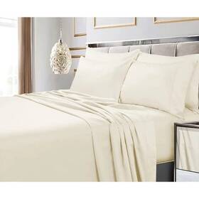80671719 Tribeca Living Queen 600 Thread Count 6pc Extra Deep Pocket Sateen Sheet Set Ivory