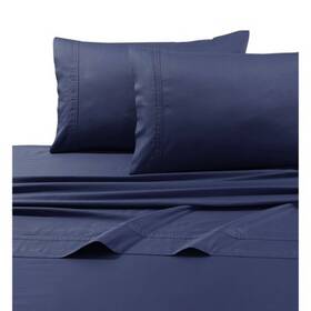 80730001 Tribeca Living California King 500 Thread Count Oversized Sateen Flat Sheet Midnight Blue