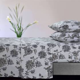 83942126 Tribeca Living Full 170 Gsm Extra Deep Pocket Flannel Sheet Set Ayana Floral Gray