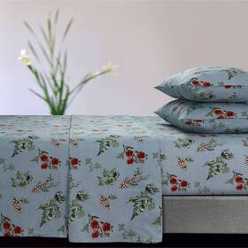 Tribeca Living 83942184 Queen 170 Gsm Extra Deep Pocket Flannel Sheet Set Leilani Floral Blue