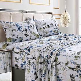 Tribeca Living 842941105211 California King Bed Sheet Set Soft Cotton Sateen Printed Sheets Floral Print Ext Tribeca Living 842941105211 California King Bed Sheet Set Soft Cotton Sateen Printed Sheets Floral Print Ext