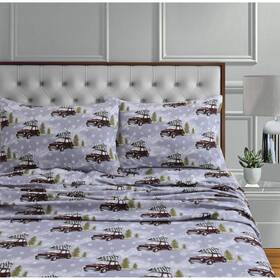 Tribeca Living 842941107659 Wiousheetckgr Deep Pocket Sheet Set Cal King Winter Outing Grey