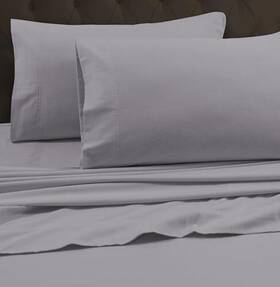 Tribeca Living 842941138844 California King Luxury Solid Flannel Generous Size Flat Sheet Platinum