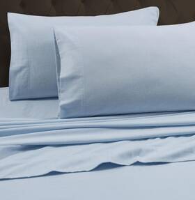 Tribeca Living 842941138868 California King Luxury Solid Flannel Generous Size Flat Sheet Sky Blue