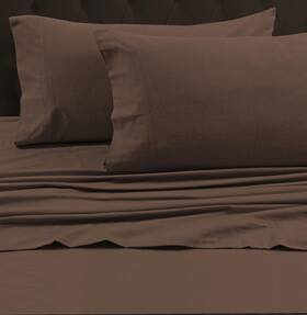 Tribeca Living 842941139223 Queen Luxury Solid Flannel Generous Size Flat Sheet Chocolate