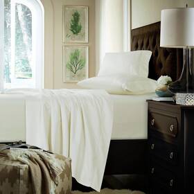 Tribeca Living 842941142001 750tc Cotton Extra Deep Pocket Sheet Set With Oversized Flat Ivory Cal King