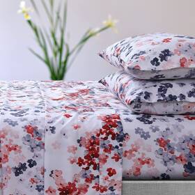 Tribeca Living 842941144296 Azores Home Juliette Printed Deep Pocket Sheet Set Red Queen