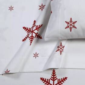 91921406 Tribeca Living King Bianca Snowflakes Portuguese Cotton Flannel Extra Deep