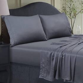 Bamb300ssqust Tribeca Living 300 Tc Rayon From Bamboo 4 Piece Set Steel Grey