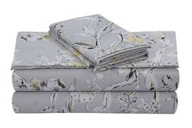 Colm4psstwsg Tribeca Living King Bed Sheet Set 300 Thread Count Soft Cotton Sateen Floral Print With