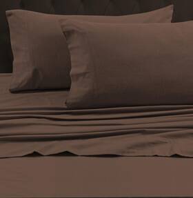 Fl170edsickflch Tribeca Living California King Luxury Solid Flannel Generous Size Flat Sheet Chocolate