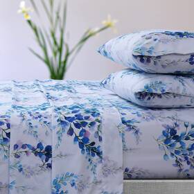 Jolie110shefu Tribeca Living Azores Home Printed Deep Pocket Sheet Set Full Blue Model
