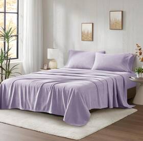 True North 675716661199 Plush Full Bed Sheet Set Soft Fleece Deep Pocket Lavender