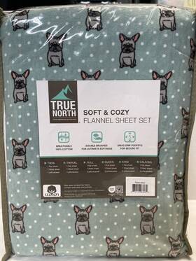True North 675716983932 Soft And Cozy Flannel 3pc Sheet Set Size Twin Xl Aqua French Bulldog True North 675716983932 Soft And Cozy Flannel 3pc Sheet Set Size Twin Xl Aqua French Bulldog