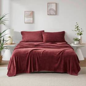 Tn20-0582 True North Soloft Plush 4-piece Burgundy Polyester Bed Sheet Set