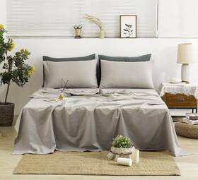 Tumei 976050503706 Linen Sheets Queen Size 100% Washed French Set 4pcs