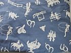 Twin Blue Fitted Sheet Horse Cowgirl Shoes Equestrian Themed