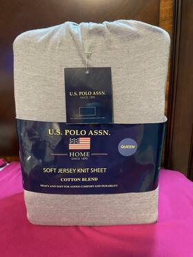 U.s Polo Assn. 885627088033 Us Soft Jersey Knit Sheet Cotton Blend Queen Set Gray New