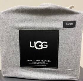 Ugg 008889277858 Cotton Flannel 4pc Queen Heather Gray Sheet Set - Flat Fitted Pillowcases