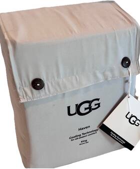 0888936546 Ugg Nwt Inch Haven King Sheet Set - All Season Cooling Tech Light Gray/ Stone