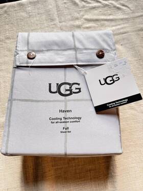 0888940860 Ugg Haven Full Sheet Set Stone Grid Cooling Technology Oeko-tex Certified