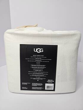 Ugg Australia 008889016082 Cotton Flannel 4pc King Color Snow Sheet Set Fits Up 17 Inch Mattress New